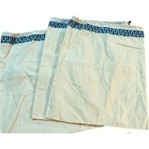 Tory Burch Set of 3 Dust Bags Logo Canvas Drawstring Shoe Pouches 12" X 15"